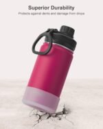 koodee 12 oz Water Bottle -Stainless Steel Vacuum Insulated Wide Mouth Flask with Leakproof Spout Lid, Reusable Sports Metal Water Bottle BPA Free(Fuchsia Red) - Image 6