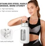 MUKOKO 84oz Glass Water Bottle with Time Marker and Silicone Sleeve 2.5L Water Jug with Stainless Steel Handle Gallon Drinking Bottle with 2-in-1 Lid Wide Mouth BPA Free, White - Image 5