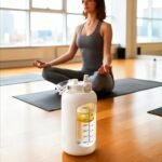 MUKOKO 84oz Glass Water Bottle with Time Marker and Silicone Sleeve 2.5L Water Jug with Stainless Steel Handle Gallon Drinking Bottle with 2-in-1 Lid Wide Mouth BPA Free, White - Image 7