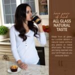 Tupkee Double Wall Glass Tumbler - 8-Ounce, All Glass Hand Blown Reusable Insulated Tea/Coffee Mug & Lid, Travel Mug - Black - Image 4