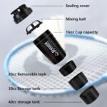 XTK Shaker Bottle 16OZ Protein Shaker Bottles with Mix Ball Sports Water Bottle Leak Proof GYM Cup for Protein Mixes with Powder Storage & Pill Organizer, Ideal for Pre Workout,BPA Free(black) - Image 3