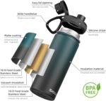 SASEUM Kids Sport Water Bottle 18oz Stainless Steel Double Wall Vacuum Thermal Mug with Leak Proof Spout Lids, Wide Mouth Metal Insulated Water Jug for Gym and Travel,Dark-Blue - Image 4