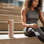 Cosumy Glass Water Bottle 25oz with Felt Sleeve - Borosilicate Glass - Leakproof Lid - BPA Free - Ideal for Work, Travel & Gym (Beige) - Image 5