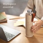 Cosumy Glass Water Bottle 25oz with Felt Sleeve - Borosilicate Glass - Leakproof Lid - BPA Free - Ideal for Work, Travel & Gym (Beige) - Image 7