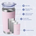 HASLE OUTFITTERS 20oz Stainless Steel Tumblers Bulk, Insulated Travel Cup with Lid, Double Wall Vacuum Coffee Mug for Cold & Hot Drinks 1 Pack, Light Pink - Image 3