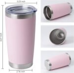 HASLE OUTFITTERS 20oz Stainless Steel Tumblers Bulk, Insulated Travel Cup with Lid, Double Wall Vacuum Coffee Mug for Cold & Hot Drinks 1 Pack, Light Pink - Image 4