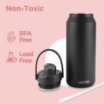 Milton 40 Oz Stainless Steel Water Bottle with Straw Lid - 2 lids included, Double Walled Vacuum insulated Thermos, 12 Hour Hot, 24 Hour Cold, Leak proof design for Sports, Gym, Ultrasip, Black - Image 4