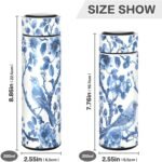 Blue White Porcelain Insulated Thermo, 17 oz Stainless Steel Double Wall Vacuum Bottle with Cup Cover for Coffee & Tea - Image 3