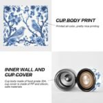 Blue White Porcelain Insulated Thermo, 17 oz Stainless Steel Double Wall Vacuum Bottle with Cup Cover for Coffee & Tea - Image 4