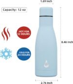 BJPKPK Insulated Water Bottle 12oz Small Stainless Steel Water Bottles Reusable Metal Thermal Keep Cold and Hot,Sky Blue - Image 3