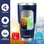 D·S 30 oz Navy Tumbler Stainless Steel Double Wall Vacuum Insulated Mug with Straw and Lid, Cleaning Brush for Cold and Hot Beverages - Image 5