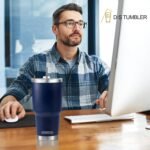 D·S 30 oz Navy Tumbler Stainless Steel Double Wall Vacuum Insulated Mug with Straw and Lid, Cleaning Brush for Cold and Hot Beverages - Image 7
