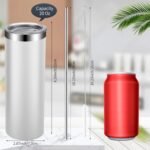 Skinny Tumblers Bulk 20 oz Stainless Steel with Lids and Straws Blank Slim Insulated Cup Double Layer Water Cups for Travel, DIY(White, Black, Navy, Green,12 Pcs) - Image 3