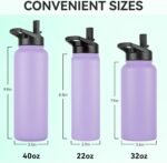 DOMICARE Insulated Water Bottle, 22 oz Vacuum Insulated Stainless Steel Reusable Sports Bottle with Straw Lid & Spout Lid for Travel, Camping, Bike, Leakproof, Purple, 4 Pack - Image 5