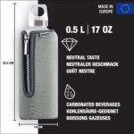 Sigg - Glass Water Bottle - Stella Grey - With Neoprene Pouch - Leakproof - Dishwasher Safe - BPA Free - Recycled Glass - 17 Oz - Image 3