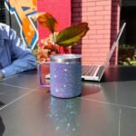 12oz Bling Travel Coffee Mug with Handle and Lid Rhinestone Insulated Coffee Mug Stainless Steel Vacuum Reusable Glitter Coffee Tumbler Thermal Cup for Home and Office (Purple) - Image 7