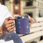12oz Bling Travel Coffee Mug with Handle and Lid Rhinestone Insulated Coffee Mug Stainless Steel Vacuum Reusable Glitter Coffee Tumbler Thermal Cup for Home and Office (Purple) - Image 8