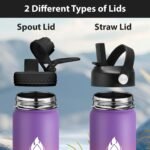SENDESTAR Stainless Steel Water Bottle, Wide Mouth Water Bottle 24 oz with Straw Lid, Spout Lid, Double Wall Vacuum Insulated Leak Proof, Keeps Liquids Hot or Cold (Violet) - Image 3