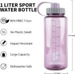 SHOKE Sport Water Bottle 1L 32oz Wide Mouth for Hicking (purple+50pcs stickers) - Image 3