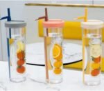 Fruit Infuser Water Bottle, Foldable Straw Water Cup, Water Bottles with Straw, Simply Bottles, LeakProof & Shatter-Proof (Yellow) - Image 3