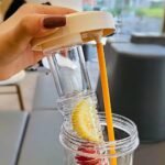 Fruit Infuser Water Bottle, Foldable Straw Water Cup, Water Bottles with Straw, Simply Bottles, LeakProof & Shatter-Proof (Yellow) - Image 4