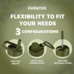 40 Oz Water Bottle with Strap Stainless Steel Sports Water Bottle with 3 Lids (Straw, Chug and Flip Lid) Insulated Leak Proof Metal Jug for Men & Women - Army Green - Image 5