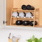 Honey-Can-Do 3-Tier Bamboo Water Bottle Organizer Rack - Stackable, Natural Wood Storage for Cabinet & Pantry - Image 4