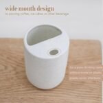 Handmade Ceramic Travel Coffee To Go Tumbler with Half Lid, 17oz Unique Tea Coffee Cup with Sip-top Lid, Speckle White - Image 3