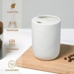 Handmade Ceramic Travel Coffee To Go Tumbler with Half Lid, 17oz Unique Tea Coffee Cup with Sip-top Lid, Speckle White - Image 5