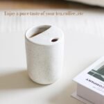 Handmade Ceramic Travel Coffee To Go Tumbler with Half Lid, 17oz Unique Tea Coffee Cup with Sip-top Lid, Speckle White - Image 6