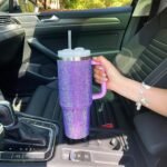 40oz Bling Tumbler with Handle and Straw Lid Rhinestone Studded Tumbler Cups Vacuum Insulated Stainless Steel Double Wall Water Bottle Travel Mug Gifts for Women Her (Purple) - Image 6