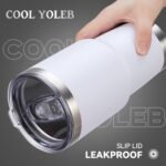 30 oz Tumbler with Lid Stainless Steel Tumblers Bulk Vacuum Insulated Cup Reusable Powder Coated Travel Mug Double Wall Leak Proof Cups Keep Cold Drinks for 12 Hours White, Set of 4 - Image 3