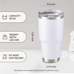 30 oz Tumbler with Lid Stainless Steel Tumblers Bulk Vacuum Insulated Cup Reusable Powder Coated Travel Mug Double Wall Leak Proof Cups Keep Cold Drinks for 12 Hours White, Set of 4 - Image 5
