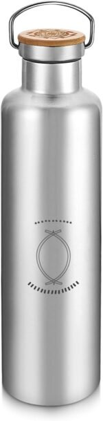 Water Bottle 2.0-1L Insulated Stainless Steel Flask with Numbers, Double Walled Vacuum Thermos for Hot & Cold Drinks, 34 oz BPA-Free Water Activator Bottle - Image 3