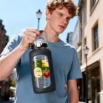 MUKOKO 84oz Glass Water Bottle with Time Marker and Silicone Sleeve 2.5L Water Jug with Stainless Steel Handle Gallon Drinking Bottle with 2-in-1 Lid Wide Mouth BPA Free, Black - Image 6