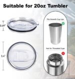 Tumbler Lid Replacement 2 Pack for 20 oz Tumblers - Compatible with Yeti Rambler & More 3.2" Mugs, Spill Proof and Splash Resistant Crystal Clear Sliding Lids, BPA-Free, Straw Friendly - Image 4