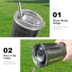 Tumbler Lid Replacement 2 Pack for 20 oz Tumblers - Compatible with Yeti Rambler & More 3.2" Mugs, Spill Proof and Splash Resistant Crystal Clear Sliding Lids, BPA-Free, Straw Friendly - Image 5