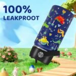 Dinosaur Kids Water Bottle With Straw Lid,14 oz Stainless Steel Travel Bottle,Double Wall Leak Proof Kids Cup,Insulated Tumbler for Toddlers,Metal Bottle for School Boys Girls - Image 6