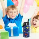 Dinosaur Kids Water Bottle With Straw Lid,14 oz Stainless Steel Travel Bottle,Double Wall Leak Proof Kids Cup,Insulated Tumbler for Toddlers,Metal Bottle for School Boys Girls - Image 7