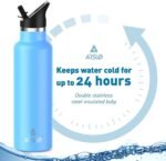Stainless Steel Double Wall Water Bottles, Vacuum Insulated Bottle With Straw Lid, Insulated Water Bottle Keeps Water Cold for 24 Hours, Hot for 12 Hours, Hiking, Sports - Image 4