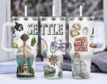City Tumbler 40oz,Stainless Steel Water Bottle for Hot & Cold Beverages-City Gift Idea (Seattle) - Image 5