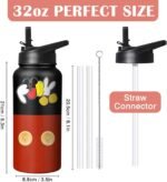 32 Oz Cartoon Mouse Water Bottle with Straw & Lid, Insulated Stainless Steel Cup Keep Drinks Cold & Hot, Leak Proof Double Wall Water Bottle Gifts for Kids Boys Girls for School, Travel, Sports - Image 3