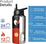 32 Oz Cartoon Mouse Water Bottle with Straw & Lid, Insulated Stainless Steel Cup Keep Drinks Cold & Hot, Leak Proof Double Wall Water Bottle Gifts for Kids Boys Girls for School, Travel, Sports - Image 5