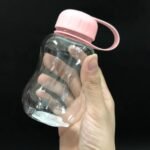 Flat Water Bottle, Portable Leakproof Slim Small Water Bottle for Purse Travel Pocket Sports Fitness, Round Shape with Pink Cap & Clear - Image 3