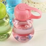 Flat Water Bottle, Portable Leakproof Slim Small Water Bottle for Purse Travel Pocket Sports Fitness, Round Shape with Pink Cap & Clear - Image 4