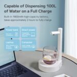 Desktop Water Dispenser for 5 Gallon Bottle, PLUZZ Portable Small Electric Water Pump for 5 Gallon Jug for Home, Office, Camping, Outdoor, Easy & Useful White Rechargeable Countertop Water Pump - Image 6