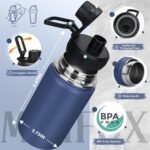 12 oz Insulated Water Bottle, Double Wall Vacuum Insulated Stainless Steel Water Bottles, Wide Mouth Leakproof BPA Free with Chug Lid, 18 Hours Cold and 8 Hours Hot (Dark blue) - Image 6