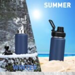 12 oz Insulated Water Bottle, Double Wall Vacuum Insulated Stainless Steel Water Bottles, Wide Mouth Leakproof BPA Free with Chug Lid, 18 Hours Cold and 8 Hours Hot (Dark blue) - Image 7