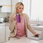 Life's Easy 20oz Stainless Steel Mug w/Handle - Double Wall Insulated Travel Tumbler w/Flip Lid - Leak Proof Tumbler-Thermal Cup for Coffee, Tea & More - Keep Hot & Cold Drinks (Purple, 20 oz) - Image 4
