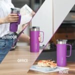 Life's Easy 20oz Stainless Steel Mug w/Handle - Double Wall Insulated Travel Tumbler w/Flip Lid - Leak Proof Tumbler-Thermal Cup for Coffee, Tea & More - Keep Hot & Cold Drinks (Purple, 20 oz) - Image 5